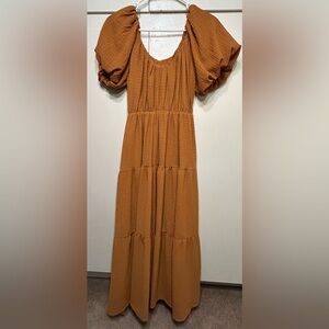 ASTR Smocked Tiered Spice Orange Maxi Dress - Size Women’s XS